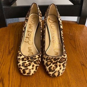 Sam Edelman size 7 leopard calf hair block heels